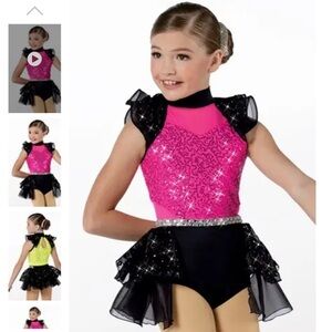 Weissman Fuchsia and Black Sequin Dance Outfit